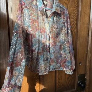 Pilcro Multicolor Sheer Top